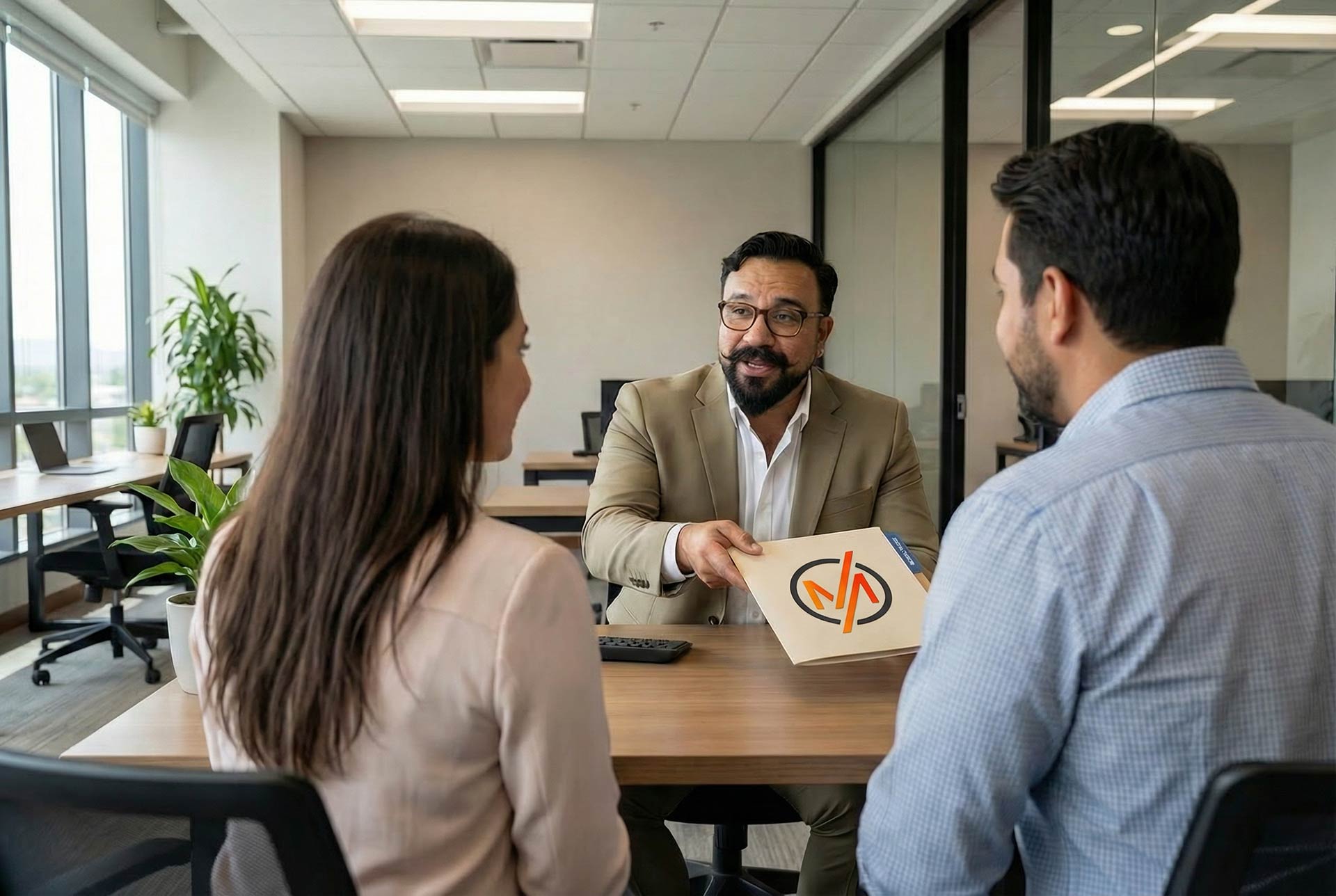 Jose assisting clients at Manjarres Insurance Agency